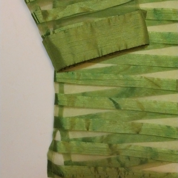 JACKET SILK 100% COUTURE Green & Shèer Striped  Neiman Vtg Sheer - Picture 7 of 9